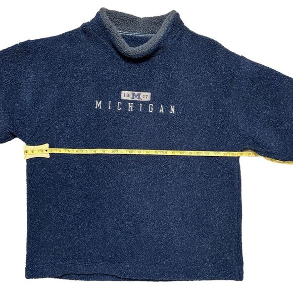 Gear Unisex Michigan Wolverines Blue Sherpa Mock Neck Pullover Sweatshirt Size L - Picture 7 of 8